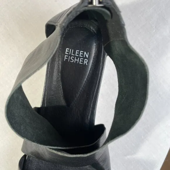 Eileen Fisher Sport Size 8 Tumbled Leather Sport Sandal Platform Sneaker