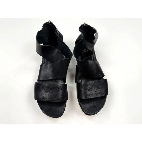 Eileen Fisher Sport Tumbled Leather Sneaker Sandals Women 10 Zip Closure Strappy