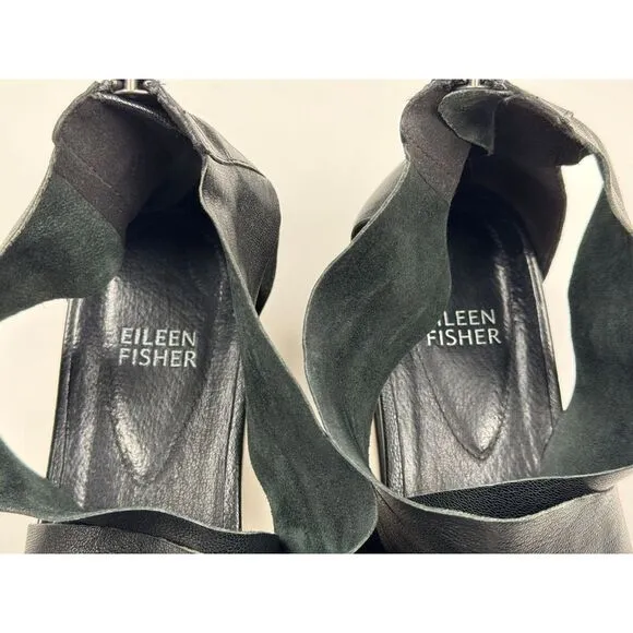 Eileen Fisher Sport Tumbled Leather Sneaker Sandals Women 10 Zip Closure Strappy