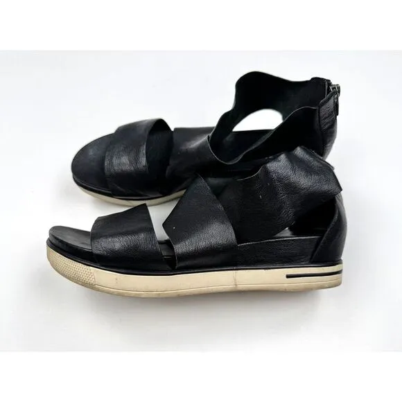 Eileen Fisher Sport Tumbled Leather Sneaker Sandals Women 10 Zip Closure Strappy