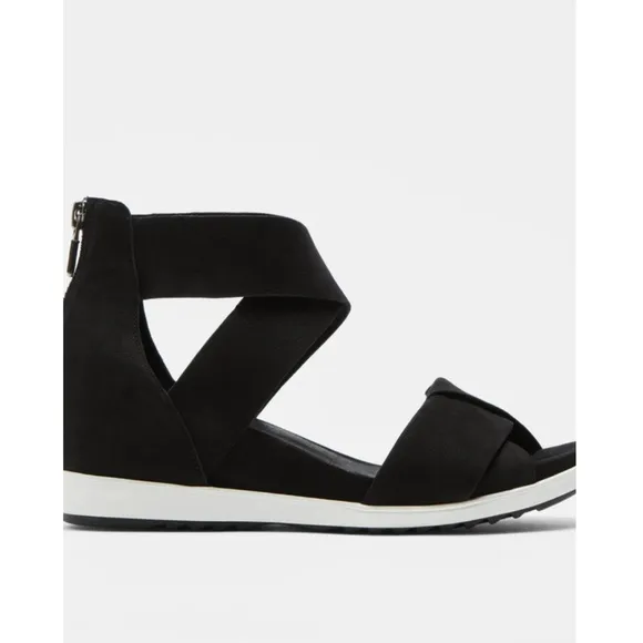 Eileen Fisher VIV Nubuck Tumbled Wedge Sandals Sz 8