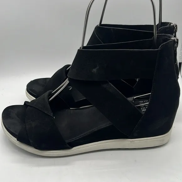 Eileen Fisher VIV Nubuck Tumbled Wedge Sandals Sz 8