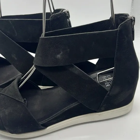 Eileen Fisher VIV Nubuck Tumbled Wedge Sandals Sz 8