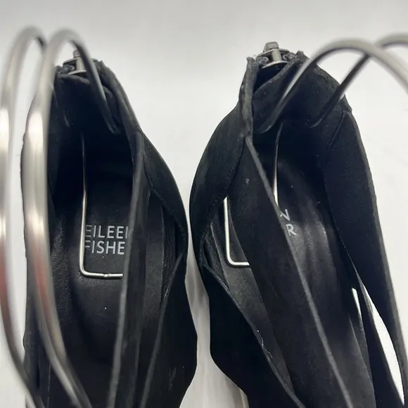 Eileen Fisher VIV Nubuck Tumbled Wedge Sandals Sz 8