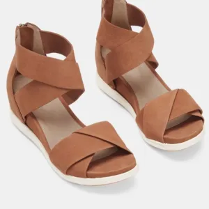 Eileen Fisher Viv Tumbled Wedge Sandals Size 6.5