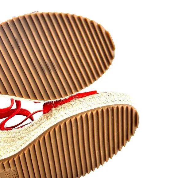 Eileen Fisher Wanda Espadrille Sandals 8.5 NWOT Wedge Strappy Leather Orange Tan