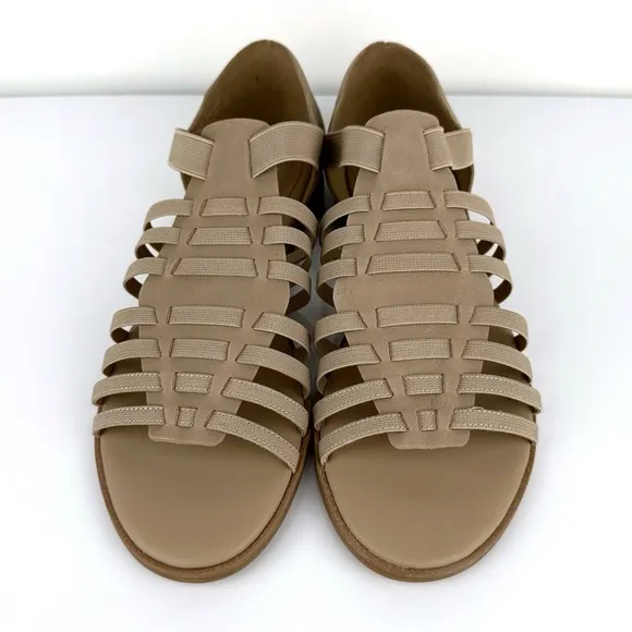 Eileen Fisher Woman's Rato Gladiator Nubuck Leather Sandals Khaki Size 11