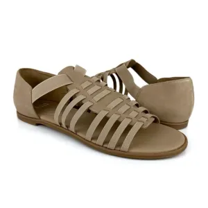 Eileen Fisher Woman's Rato Gladiator Nubuck Leather Sandals Khaki Size 11