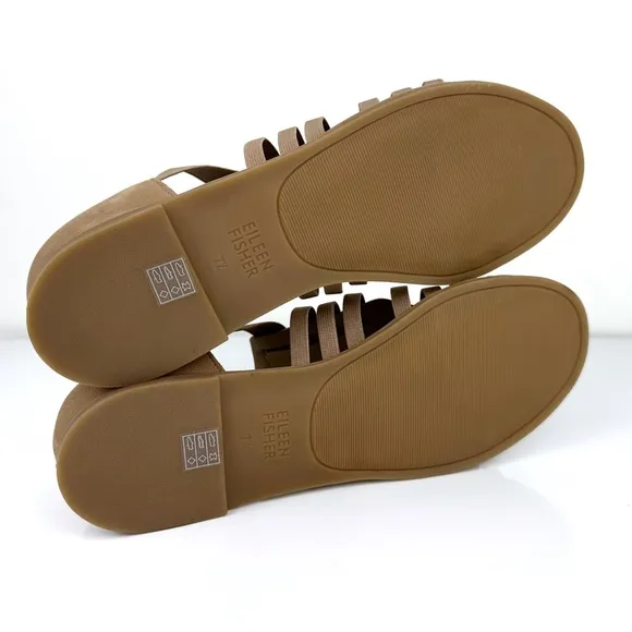 Eileen Fisher Woman's Rato Gladiator Nubuck Leather Sandals Tan Size 7.5