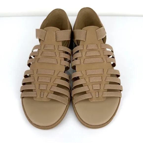 Eileen Fisher Woman's Rato Gladiator Nubuck Leather Sandals Tan Size 7.5