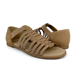 Eileen Fisher Woman's Rato Gladiator Nubuck Leather Sandals Tan Size 7.5