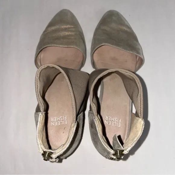 Eileen Fisher Womens Beige Suede Fame D'orsay Cuffed Pumps Size 8.5