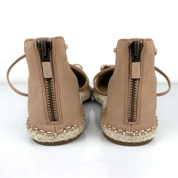 Eileen Fisher Women's Lace Up Espadrilles Leather Sandals Toffee Cream Size 6