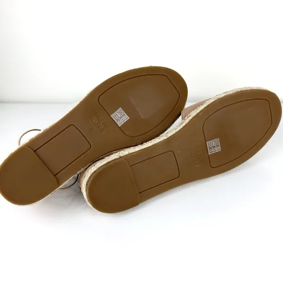 Eileen Fisher Women's Lace Up Espadrilles Leather Sandals Toffee Cream Size 6