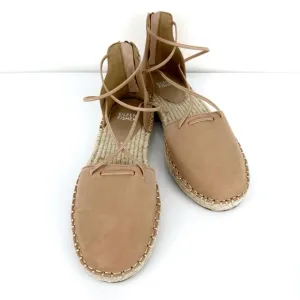 Eileen Fisher Women's Lace Up Espadrilles Leather Sandals Toffee Cream Size 6