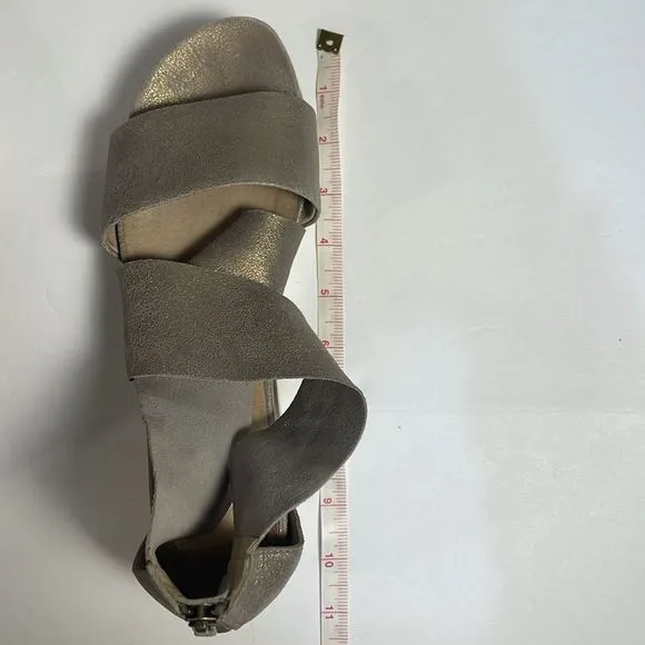 Eileen Fisher Women’s Platinum Metallic Suede Sport Sneaker Sandals Zip Size 9