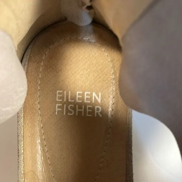 Eileen Fisher Women’s Platinum Metallic Suede Sport Sneaker Sandals Zip Size 9