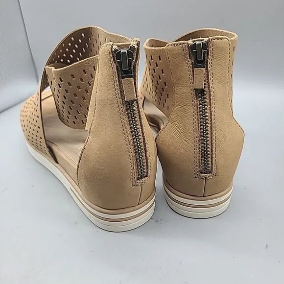 Eileen Fisher Women's Sz 10 Sandals Perfo Nubuck Sport Tan Suede Back Zip New