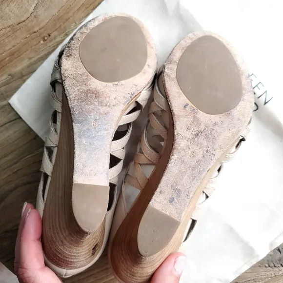 Eileen Fisher Women's Wedge Sandal Leather Tan Size 6