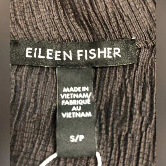 Eileen Fisher Woven Plisse mock neck sleeveless dress gray size small