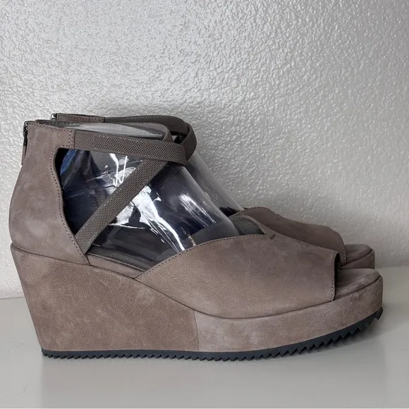 Eileen Fisher‎ Wylee Platform Wedge Taupe Sandal Size 10