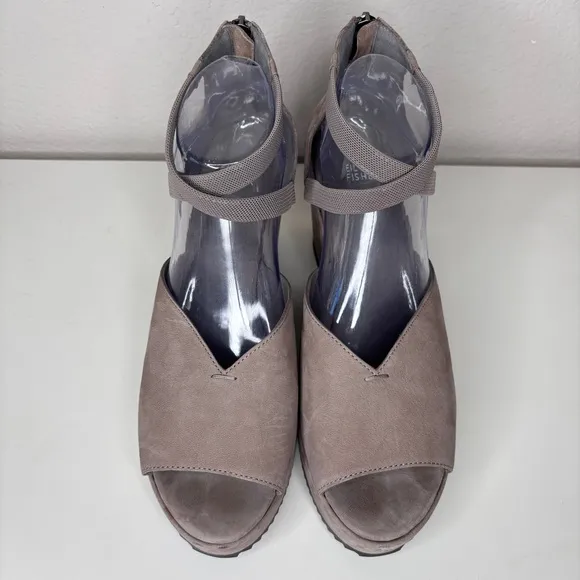 Eileen Fisher‎ Wylee Platform Wedge Taupe Sandal Size 10