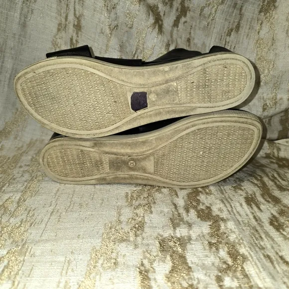 Eileen FisherSport Criss Cross Tumbled Leather Banded Platform Sandals Sz10