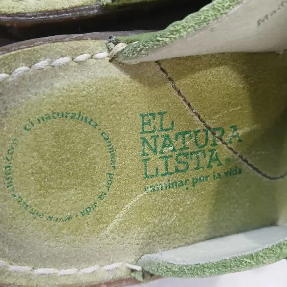 El Naturalista Sandals Womens 40 Yggdrasil N164 Slip On Clog Mules Leather Green