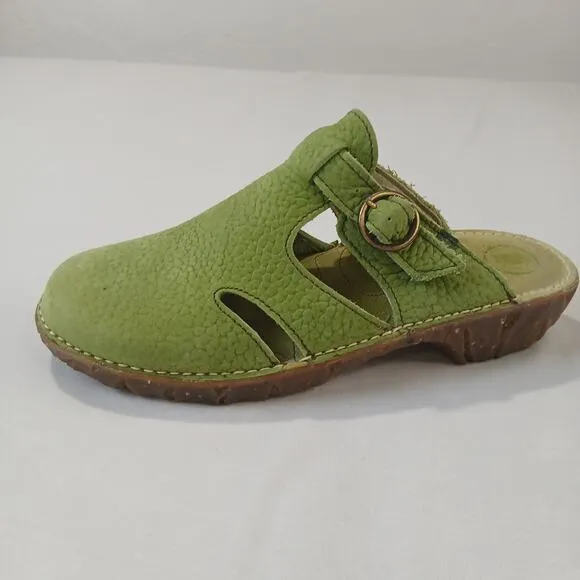 El Naturalista Sandals Womens 40 Yggdrasil N164 Slip On Clog Mules Leather Green