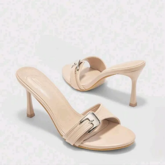 Elegant Pumps For Women,Square Buckle, Simple Strap,Round Toe,Slim Heel Shoes