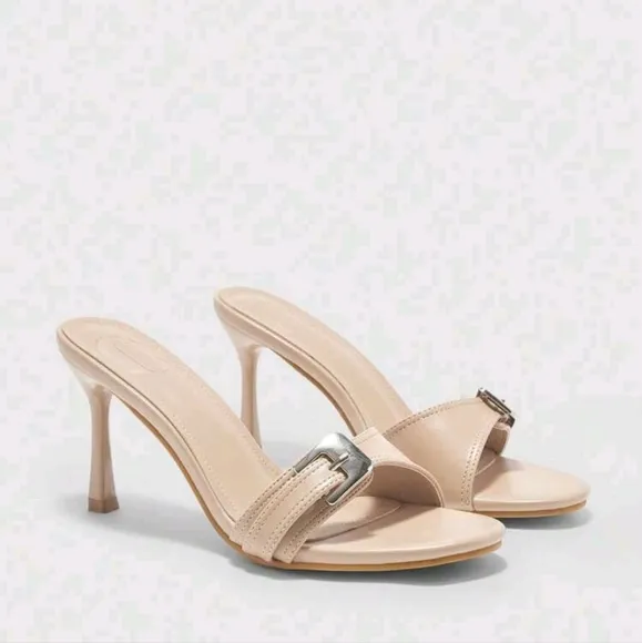 Elegant Pumps For Women,Square Buckle, Simple Strap,Round Toe,Slim Heel Shoes