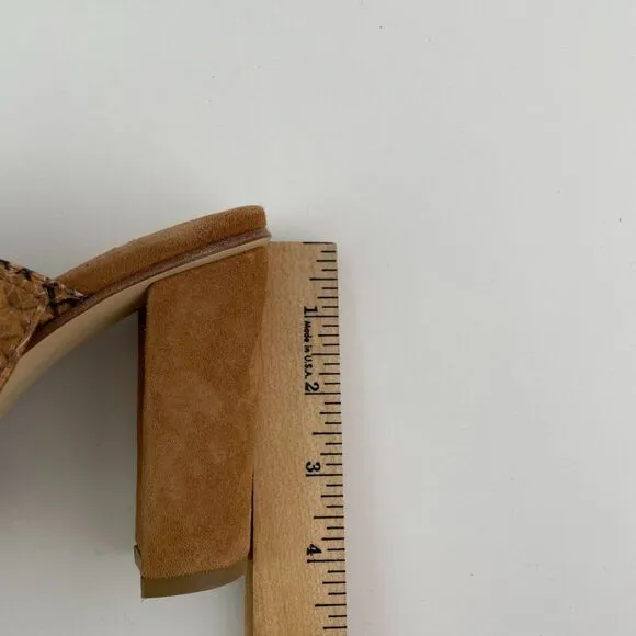 Eleventy Leather Snakeskin Print Suede Block Heel Sandals Brown EU 39/ US 9