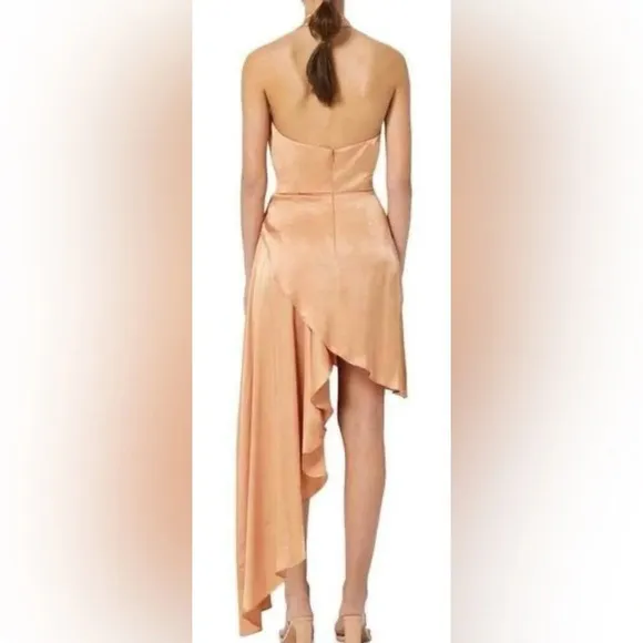 Elliatt Lambent Asymmetric Halter Dress Camel