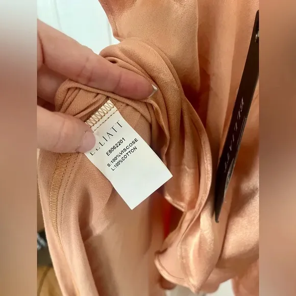 Elliatt Lambent Asymmetric Halter Dress Camel
