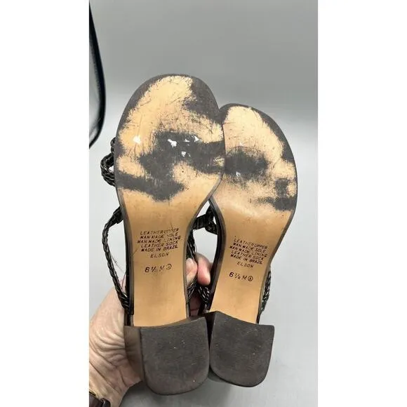 Enzo Angiolini Elson Brown Leather Slip On Sandal Mules Size 6.5M Made In Brazil