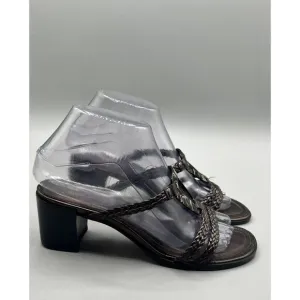 Enzo Angiolini Elson Brown Leather Slip On Sandal Mules Size 6.5M Made In Brazil