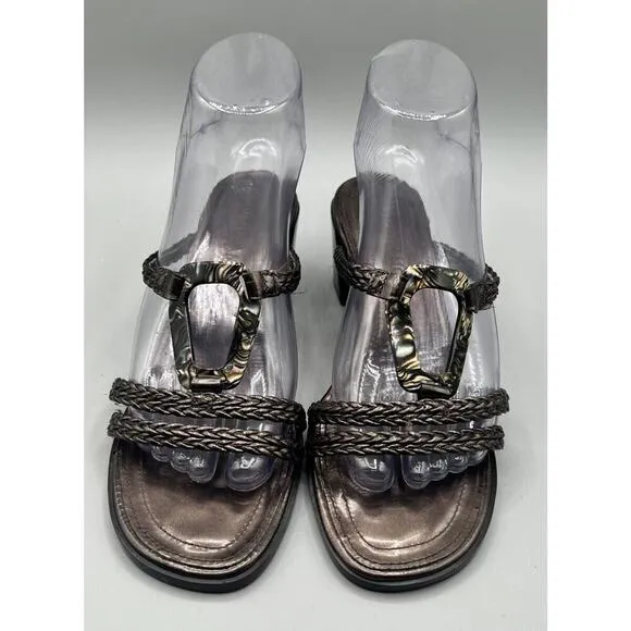 Enzo Angiolini Elson Brown Leather Slip On Sandal Mules Size 6.5M Made In Brazil