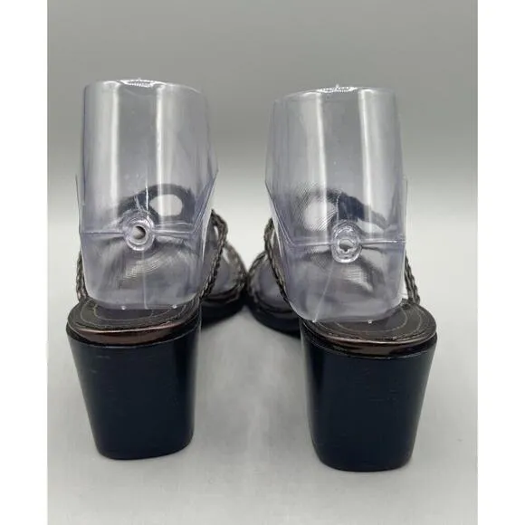 Enzo Angiolini Elson Brown Leather Slip On Sandal Mules Size 6.5M Made In Brazil