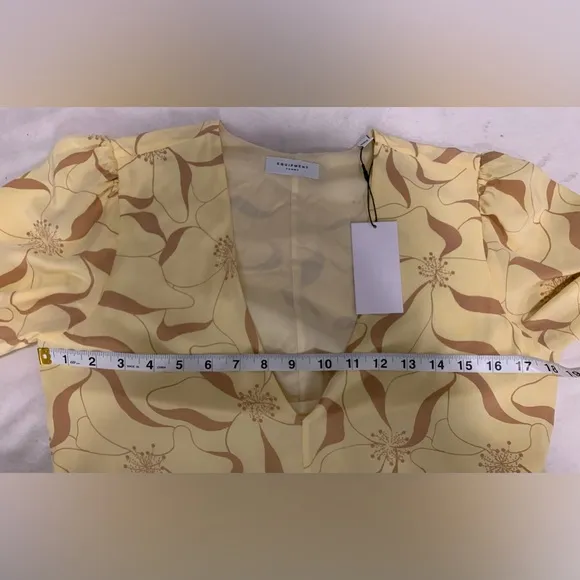 Equipment Femme Julianne 100% Silk Midi Dress Pale Yellow Brown Size small NWT