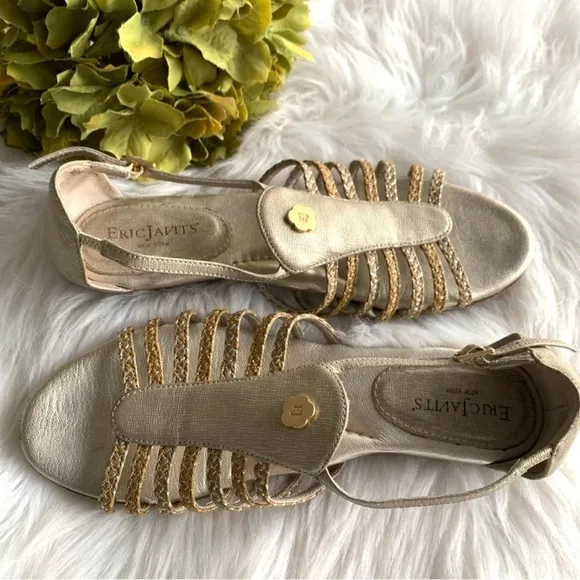 Eric Javits Gold Sandals Size 7.5