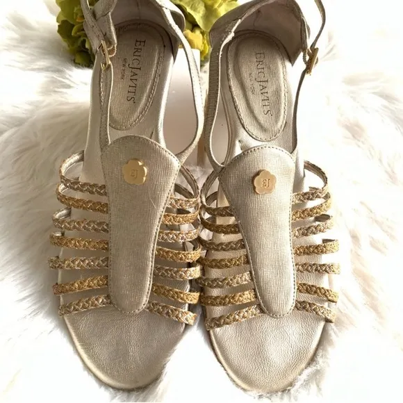 Eric Javits Gold Sandals Size 7.5