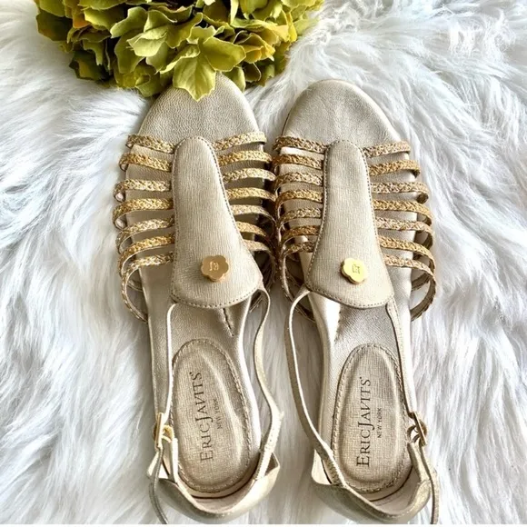 Eric Javits Gold Sandals Size 7.5
