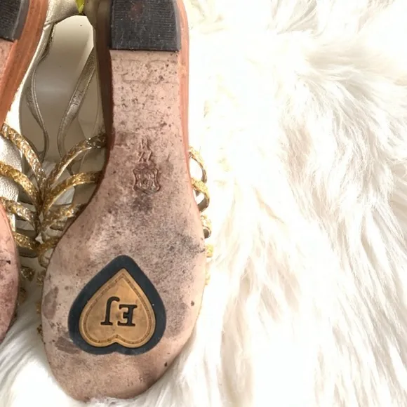 Eric Javits Gold Sandals Size 7.5