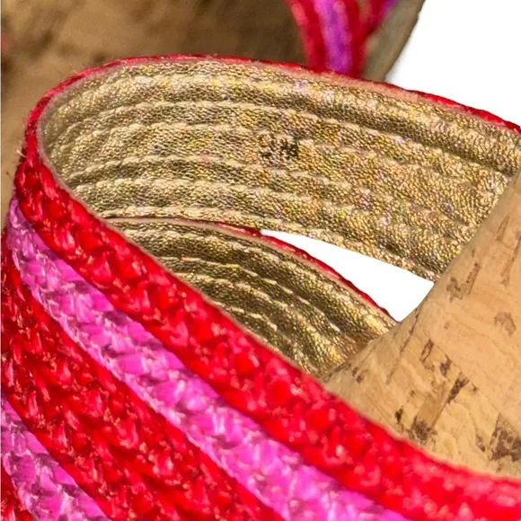 Eric Javitz New York Rafia Braided Cork Wedge Slide Sandals Women’s Size 9