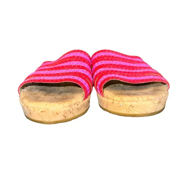 Eric Javitz New York Rafia Braided Cork Wedge Slide Sandals Women’s Size 9