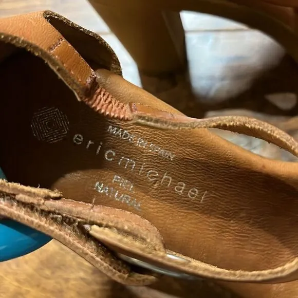 Eric Michael Toffee Leather Platform Sandal, 7!