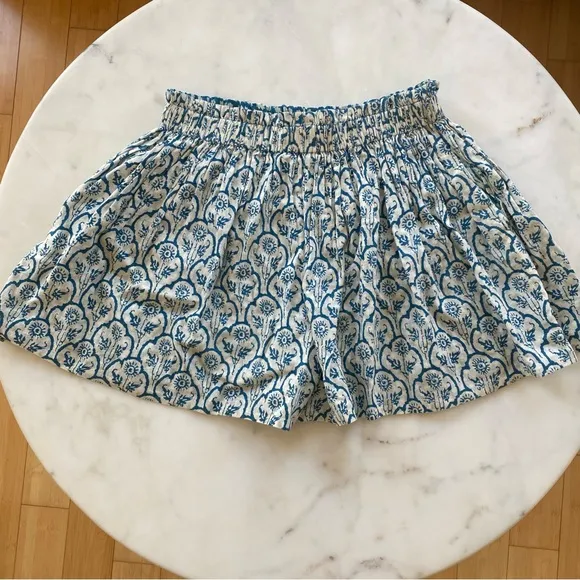 Etoile Isabel Marant Blue &amp; White Boho Sunflower Shorts Size 12 Gently Used