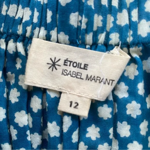 Etoile Isabel Marant Blue &amp; White Boho Sunflower Shorts Size 12 Gently Used