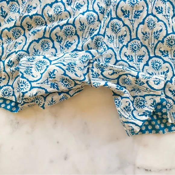 Etoile Isabel Marant Blue &amp; White Boho Sunflower Shorts Size 12 Gently Used