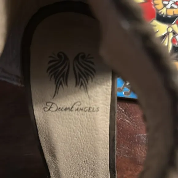 EUC Leather Fringed Open Toe heels Sandals